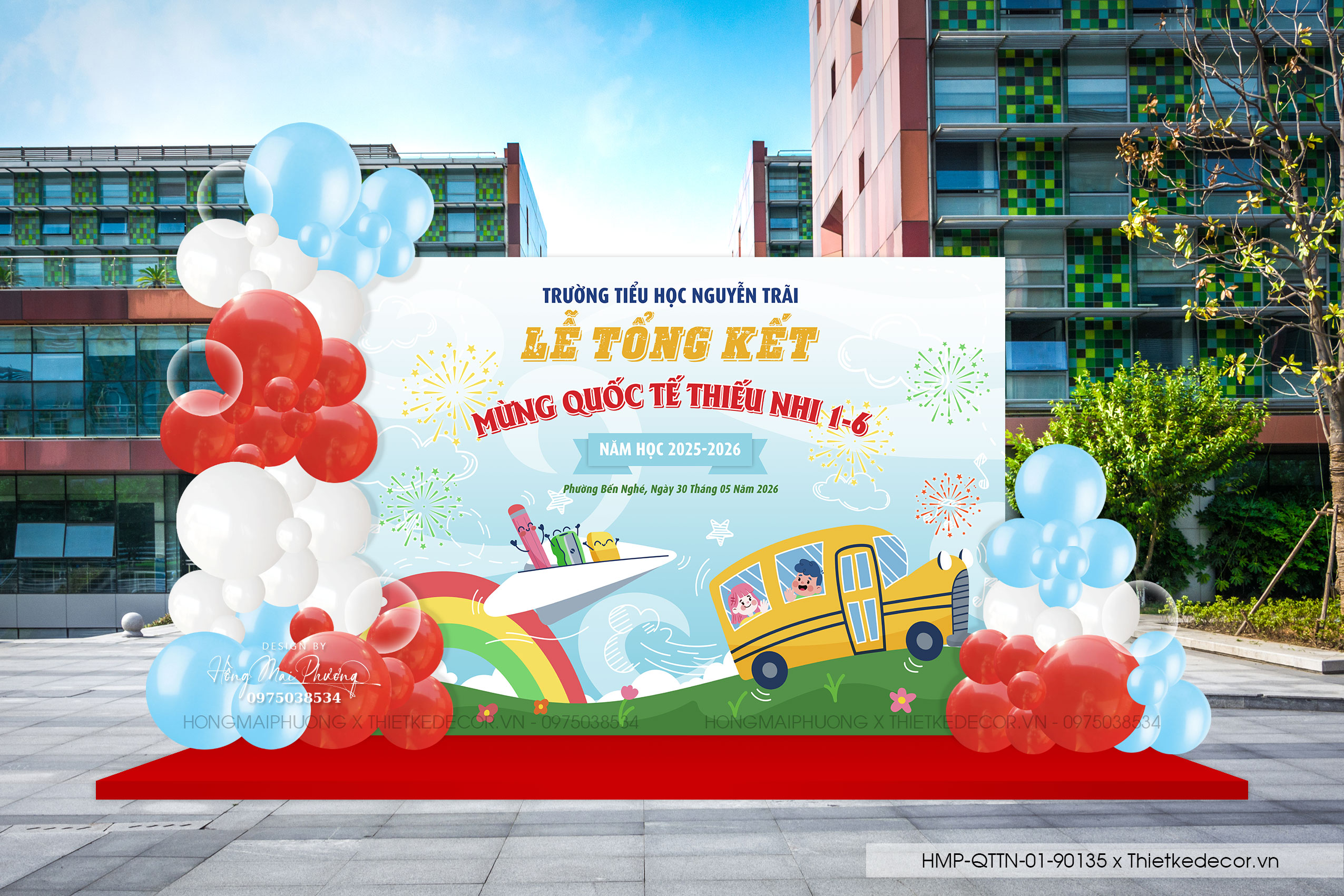 File thiết kế background trang trí lễ tổng kết năm học decor bong bóng quốc tế thiếu nhi trường học các cấp dễ thương đáng yêu sang trọng